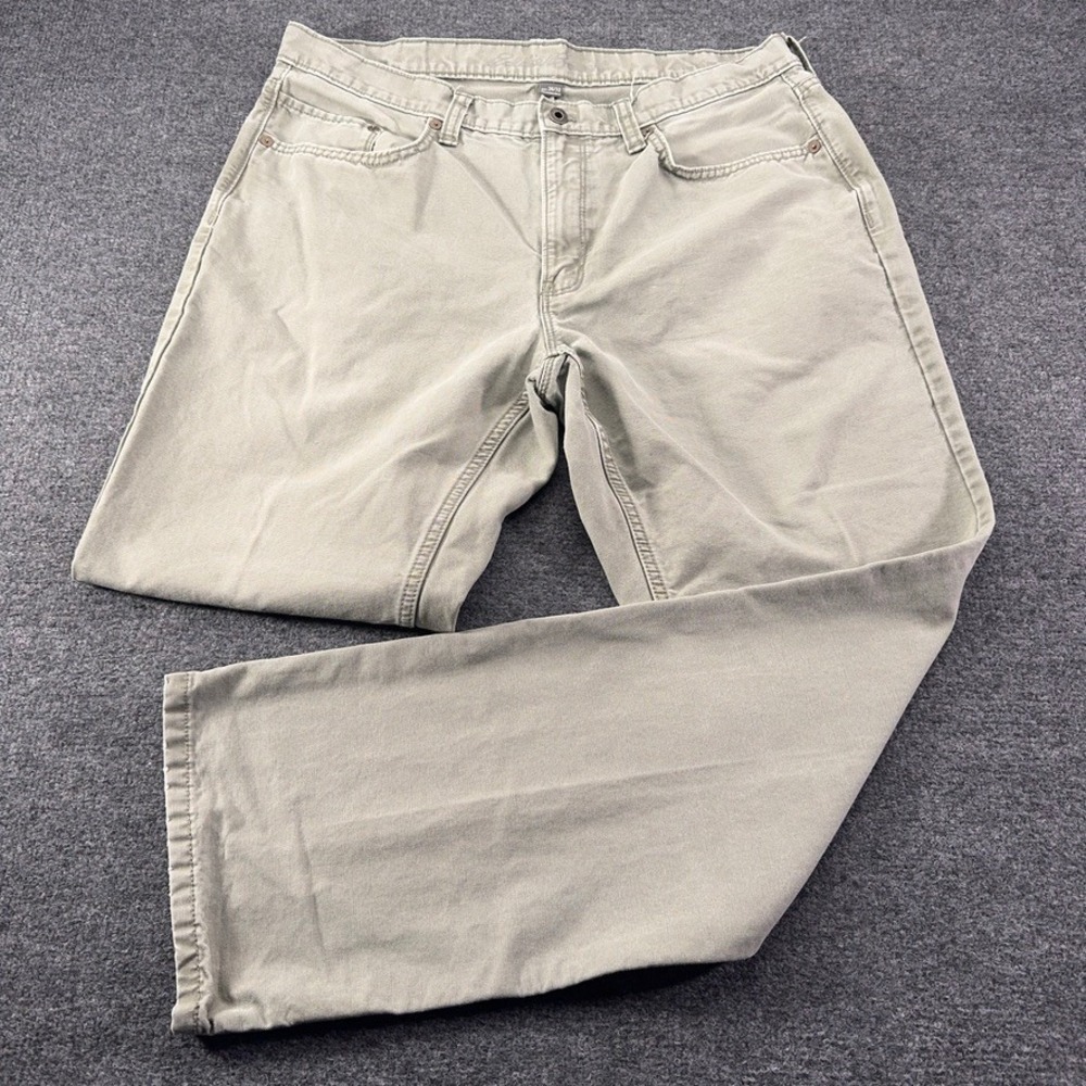 Eddie Bauer Mens Sage Green Cotton Canvas Straight Leg Pants 36x32 D1753291
